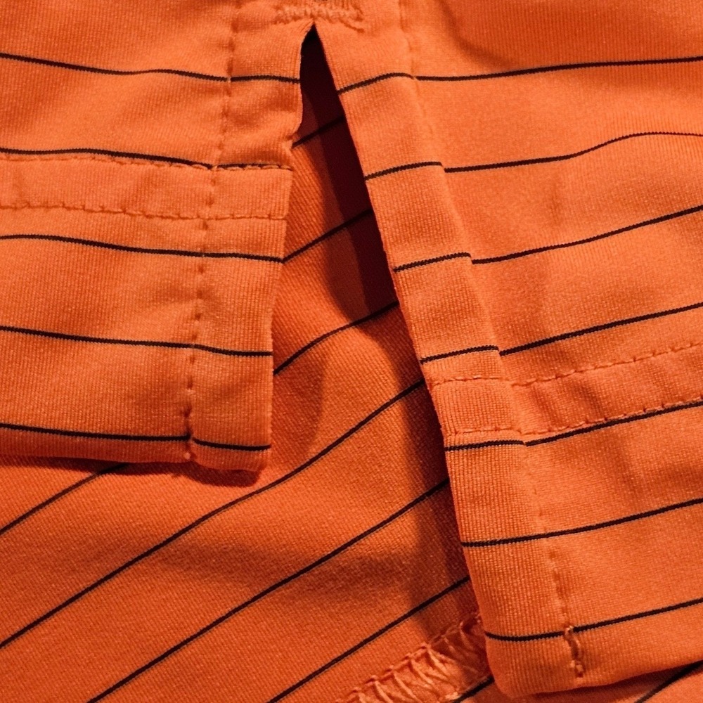 FootJoy(FJ) Polo Shirt Mens L Orange Striped Ulen Country Club Golf Performance - Picture 12 of 13